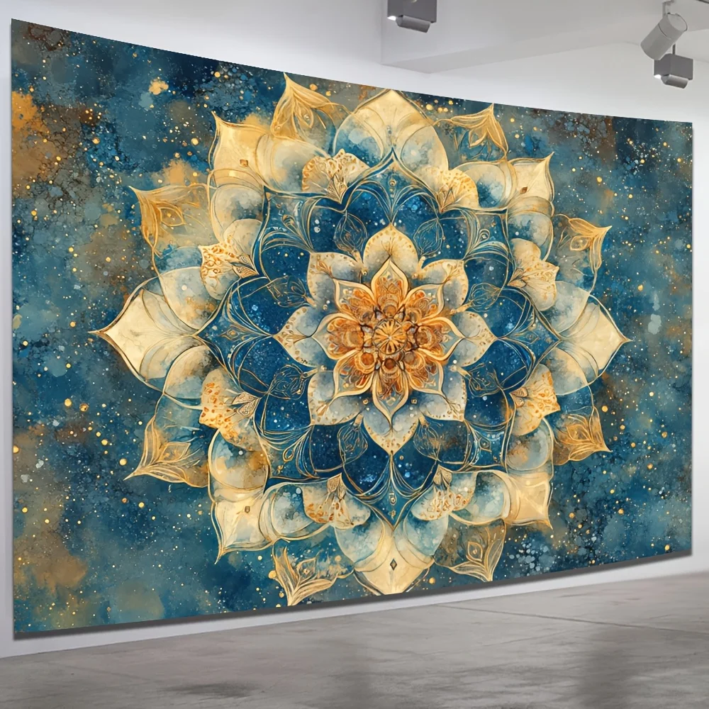 قطعة واحدة من نسيج ماندالا السماوي المرسوم يدويًا، قماش بوليستر، قابل للغسل في الغسالة، مناسب لتزيين غرفة المعيشة وغرفة النوم
