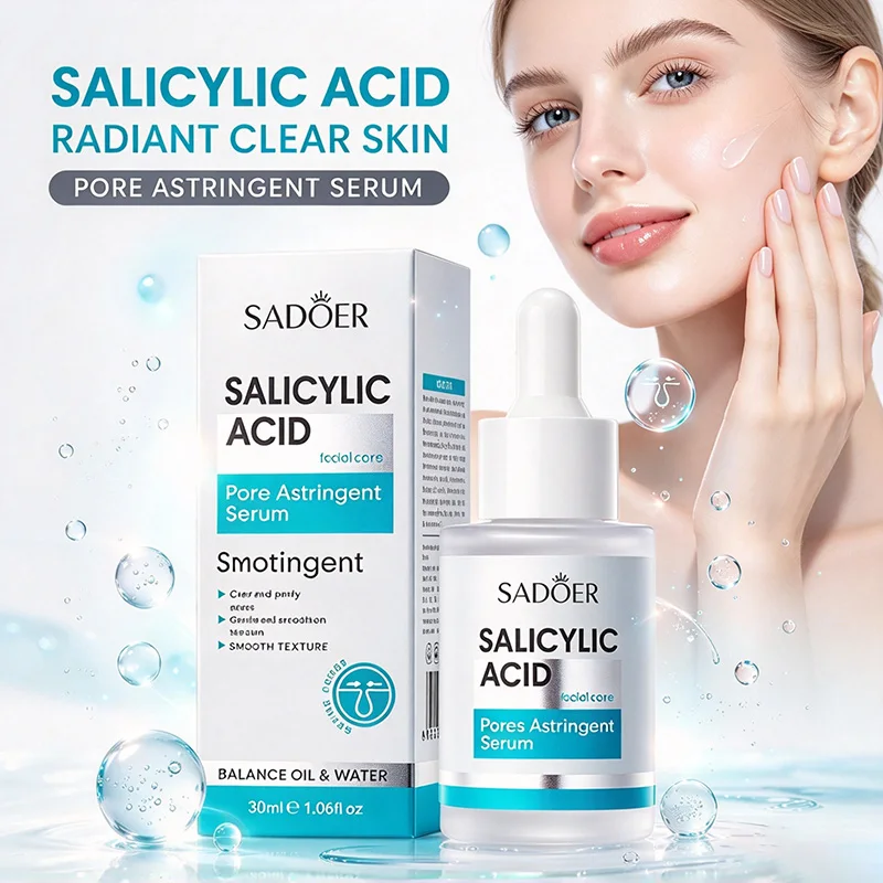 SADOER Salicylic Acid Facial Serum Pore Tightening Face Essence Deeply Clean Excess Oil Moisturizing Nourish All Skin Types