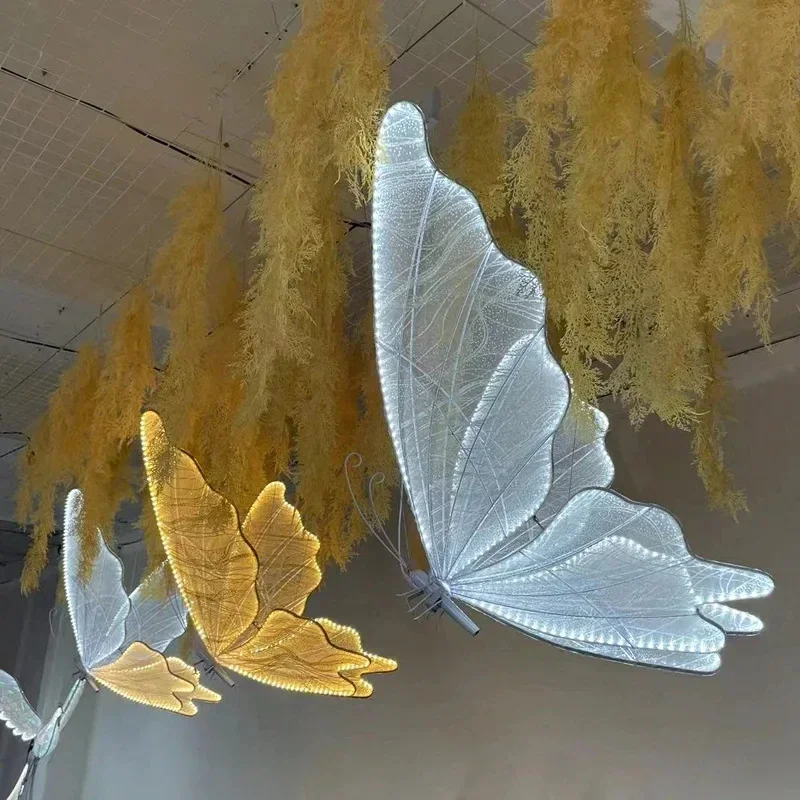 Wedding Ceiling Light Butterflies LED Lace Lamp Romantic Creative Hanging Butterfly Road Load Walkway on Party Stage Lights