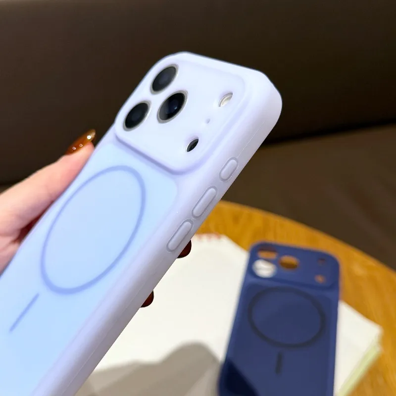 Luxuriöse Flüssig-Magnet-Handyhülle für iPhone 17 16 15 14 13 18 Pro Max für Magsafe, matte Linsenschutzfolie mit Trageband, weiche Hülle – Detail 5