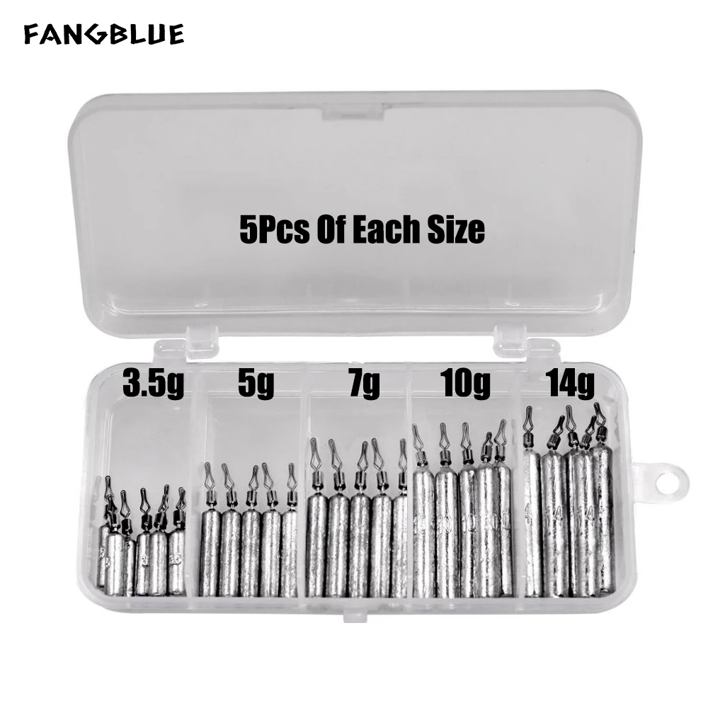 25 Stück Stangen form Drop Shot Angel platinen 3,5g 5g 7g 10g 14g 20g Bullet Hecht Angel zubehör für Bass Angel geräte