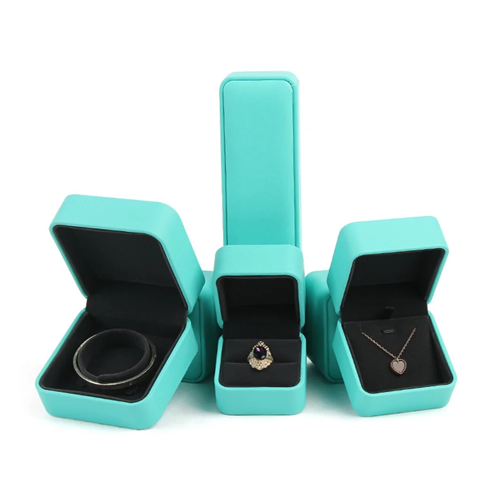 Round Corner Jewelry Box Pu Green Flocking Interior Scratch Resistant Storage Organizer For Bracelets Rings Gift
