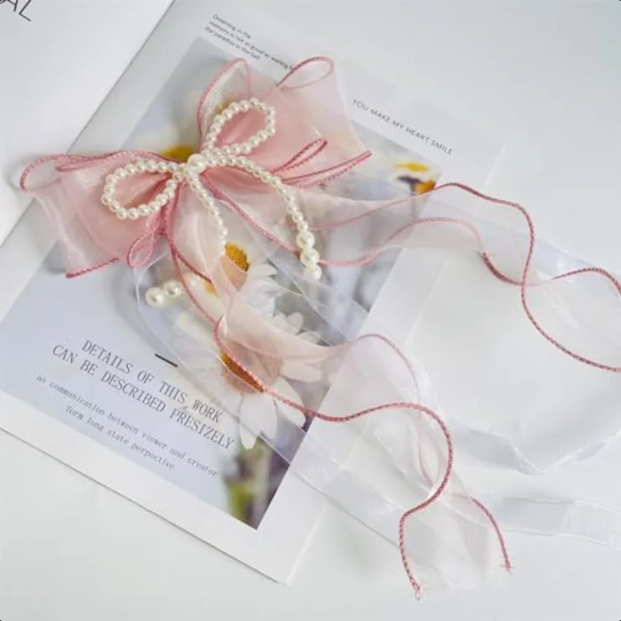 Подвески с розовой пряжей и жемчугом и бантом для сумки Bogg, аксессуары, резиновая пляжная сумка, подвески в стиле бохо, 25