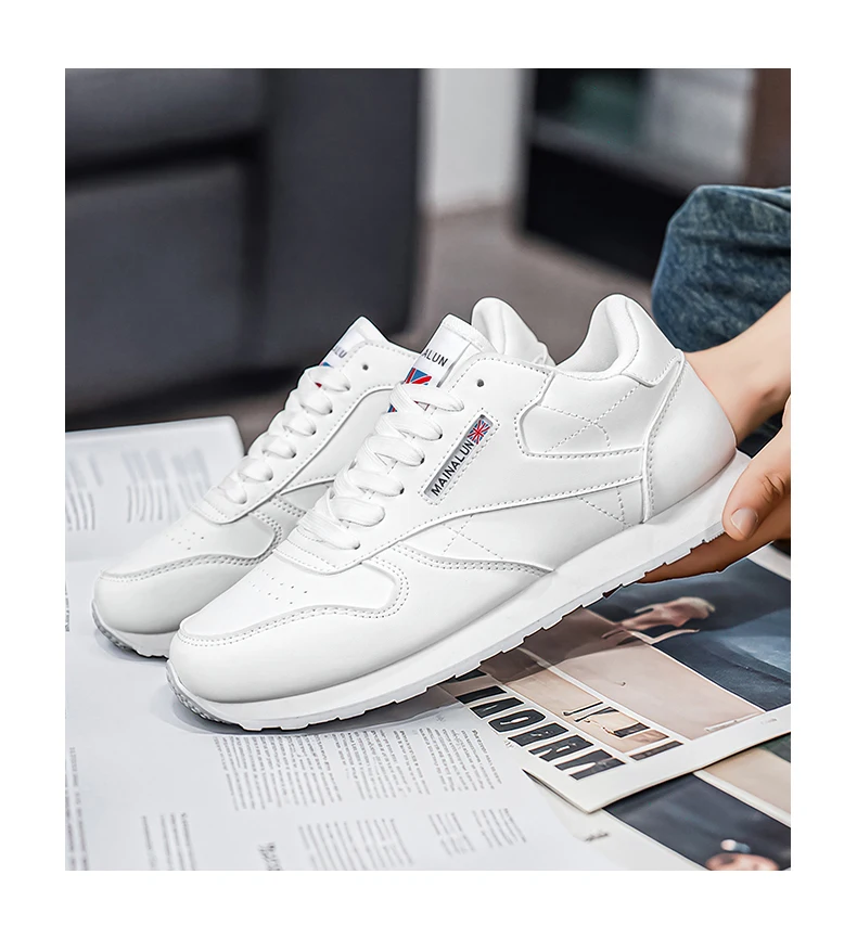 Herren Freizeitschuhe, Weiße Sneaker, Einfarbig Klassisch, Bequem und Stilvoll, Geeignet zum Gehen und für Outdoor-Training – Detail 11