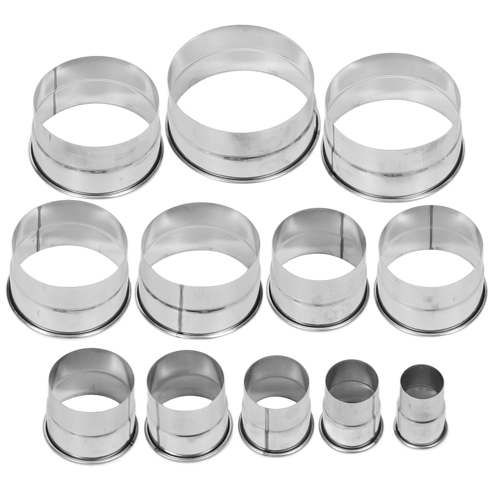 

12Pcs Round Cake Ring Stainless Steel Mousse Mold Baking Tart Ring for Pancake Crumpet Pastry Dessert Kitchen Accessory