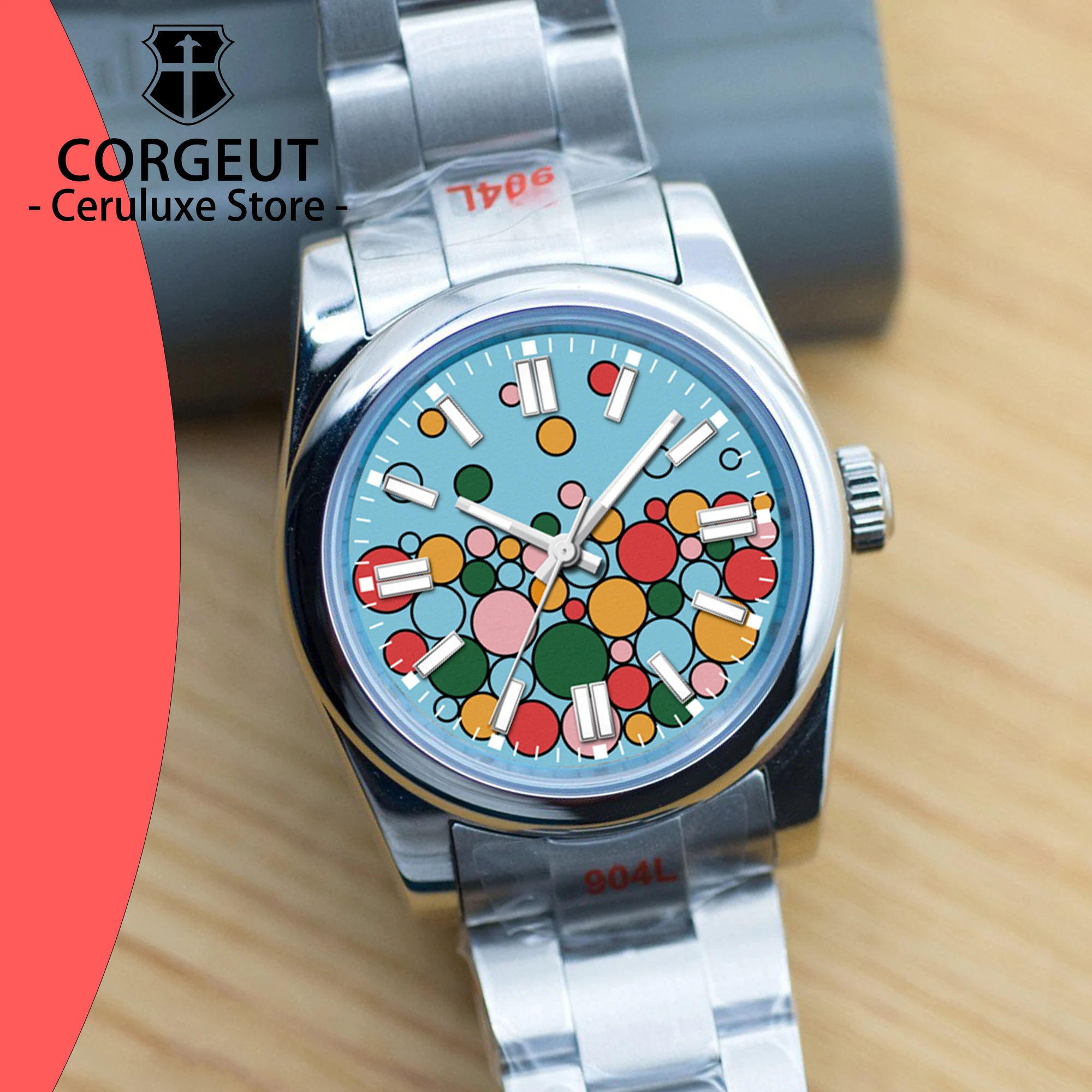CORGEUT Fashion Men Watches 36mm 39mm Automatic Stainless Steel Clock Bubble Dial MIYOTA NH35 Movement Luxury Business Watches