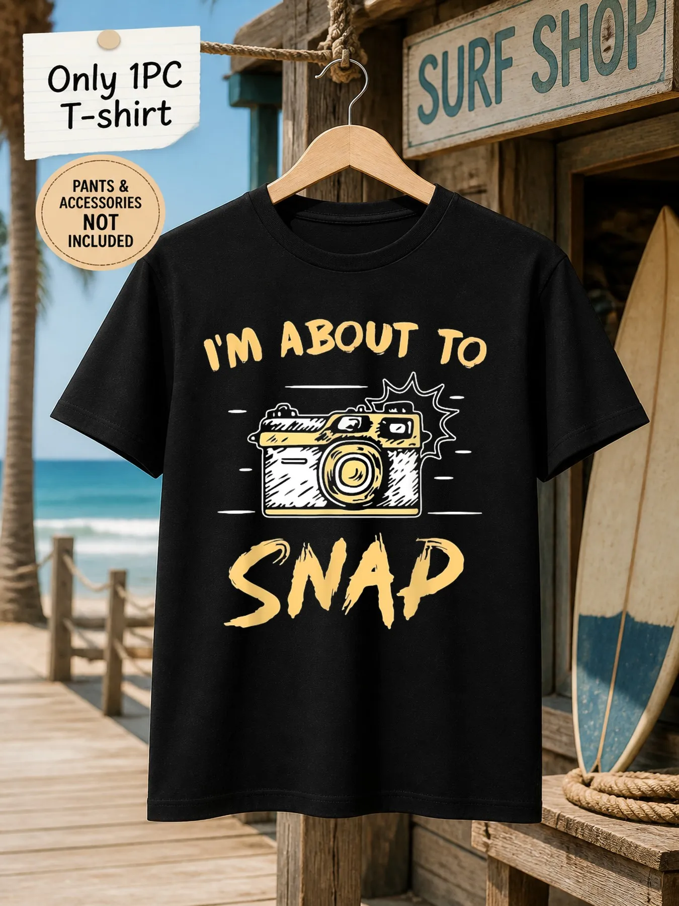1pc Men'S Graphic T-Shirt Humorous Photographer Camera Print I'M about to Snap Short Sleeve Crew Neck [Solely 1pc T-SHIRT]