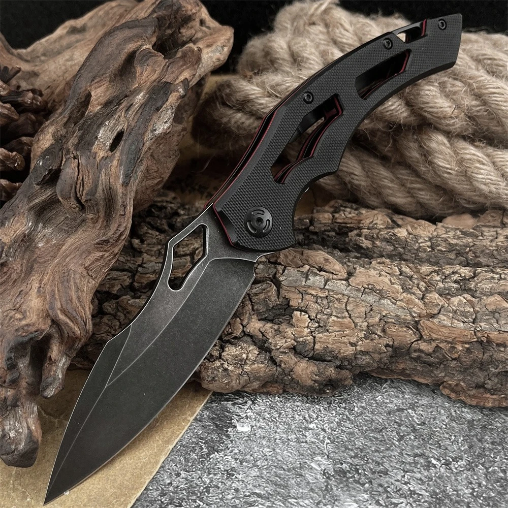

FE034 Folding Pocket Knife 8Cr13Mov Stone-washed Blade G10 Handle Outdoor Tactical Survival Gear and EDC Men's Hunting Knives