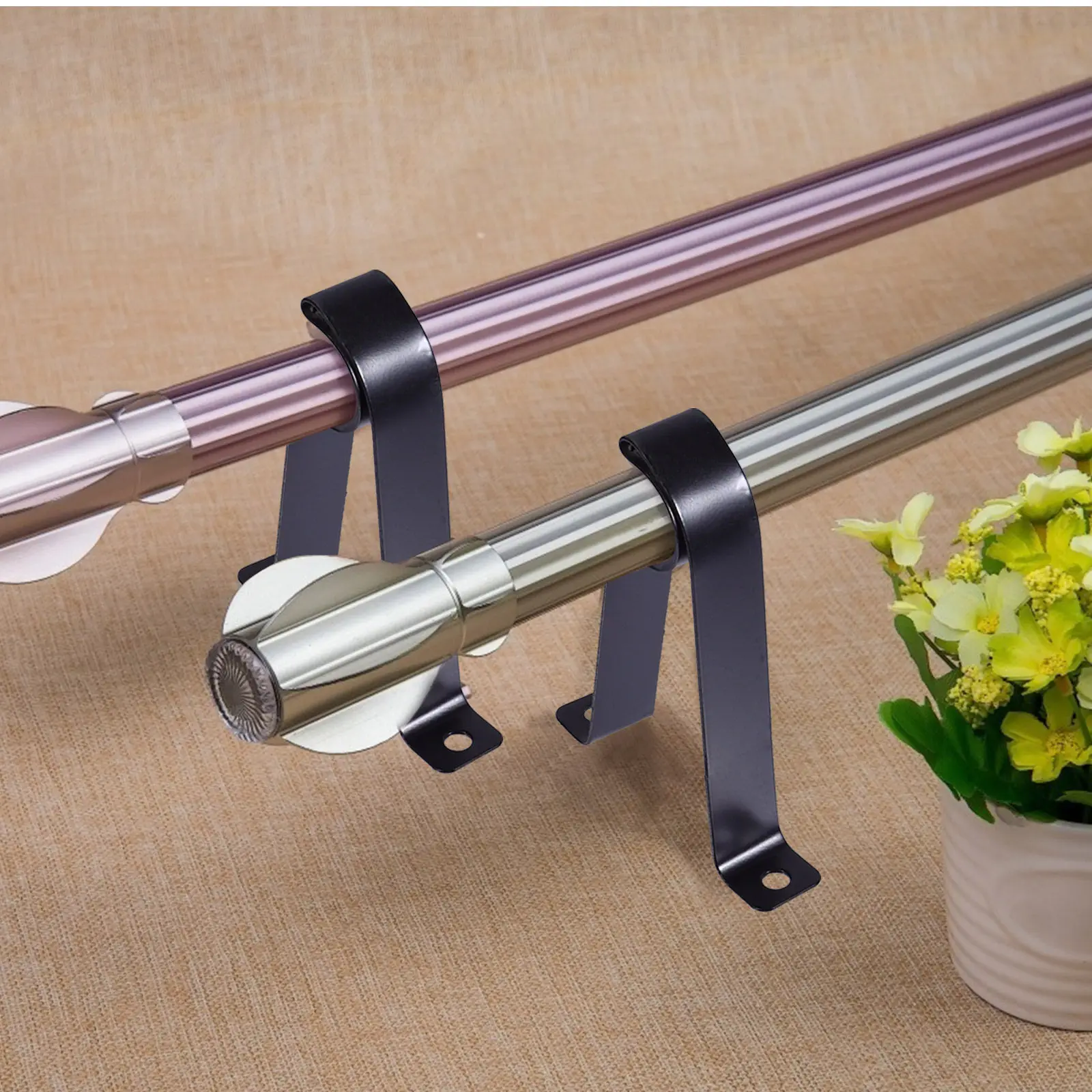 3Pcs Drapery Rod Brackets R-Type Sturdy Steel Support Simple Installation Home Office Hotel Window Dressing Accessories