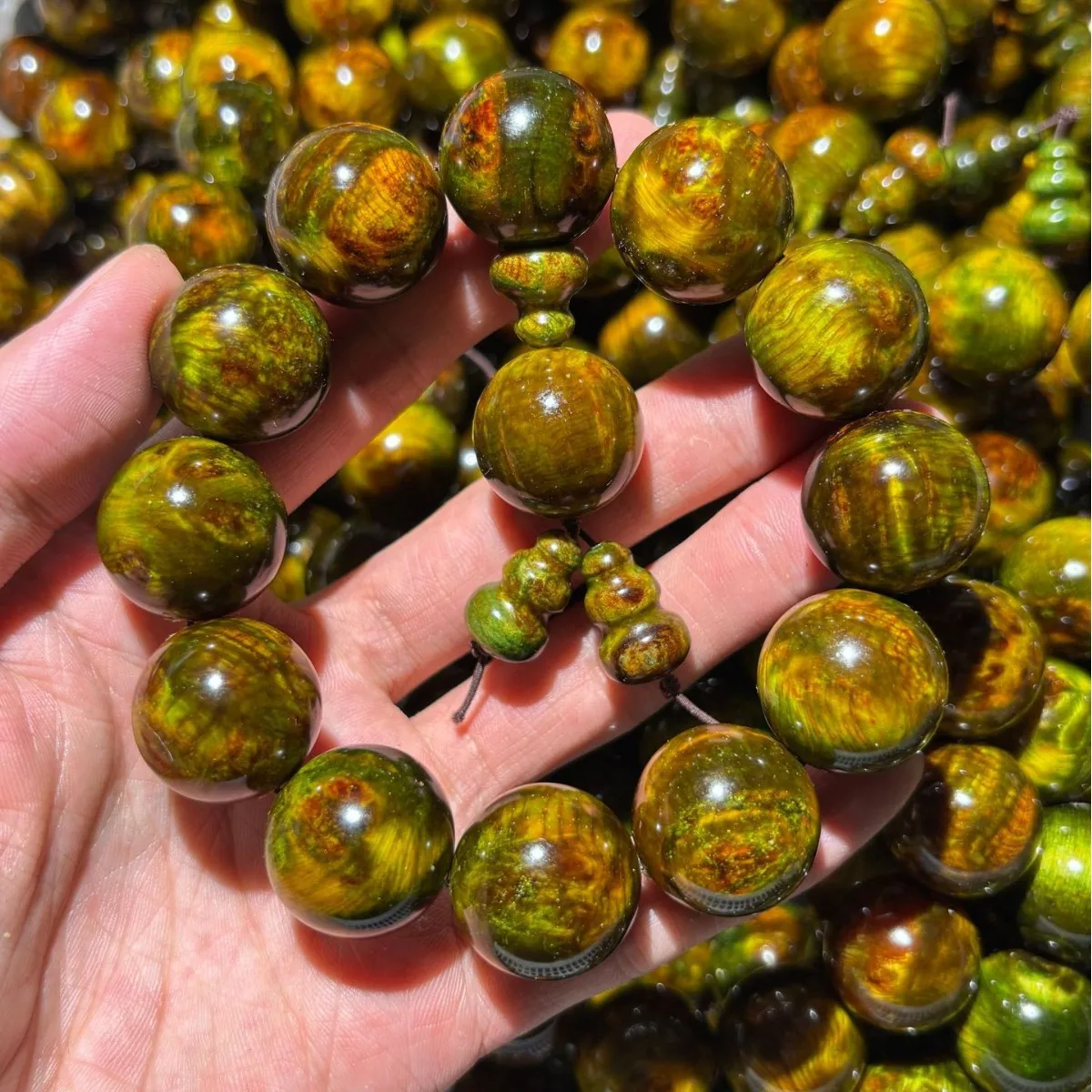 

Браслет из янтарного дерева с росписью тушью, для мужчин, с полным оттенком, с северными ароматными палочками и сосновыми орехами, мужские и женские бусины Будды, для медитации и игры.