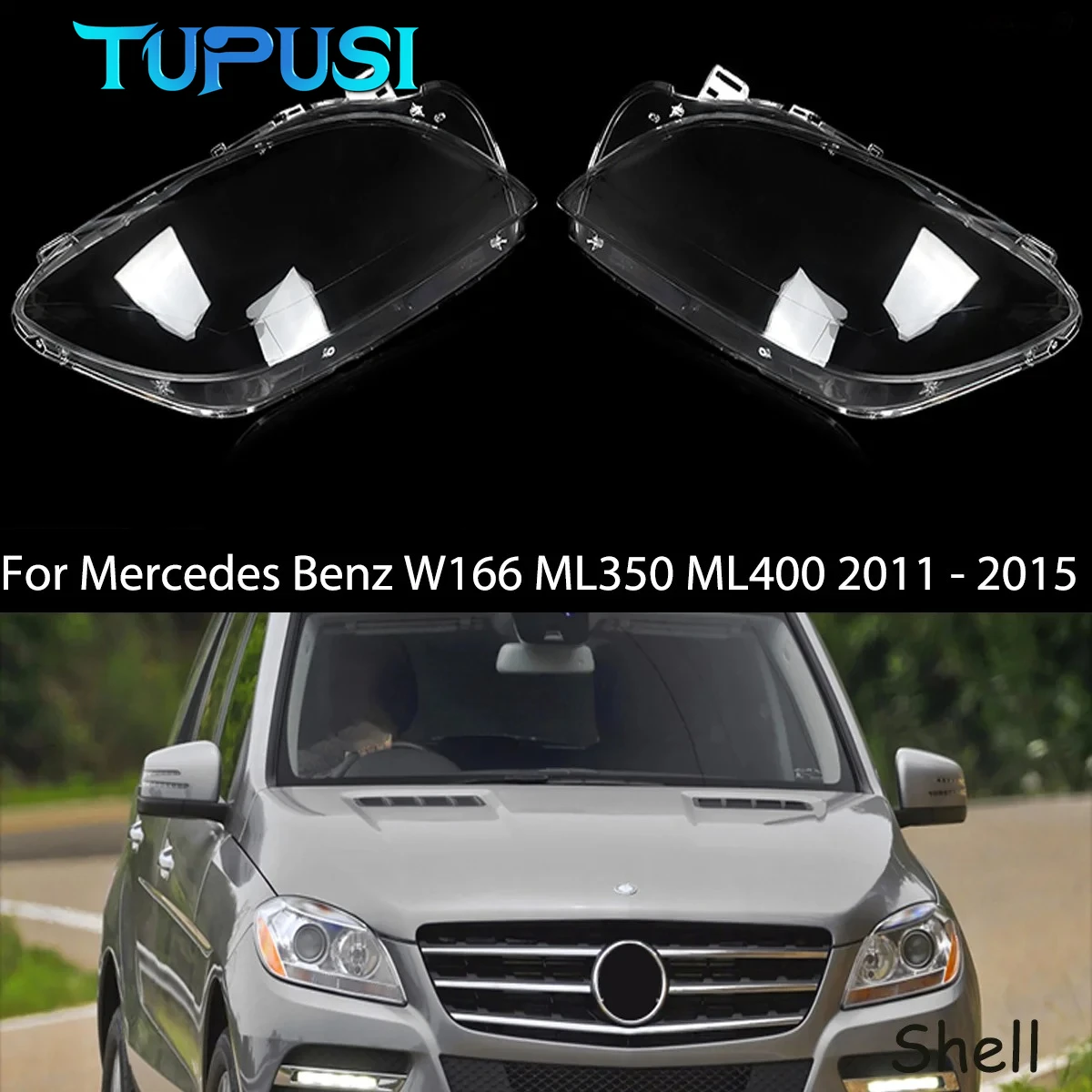 

For Mercedes Benz W166 ML350 ML400 2011-2015 MAGITKIC Left and Right Headlight Headlamp Len Frame Shell Clear Lampshade Cover