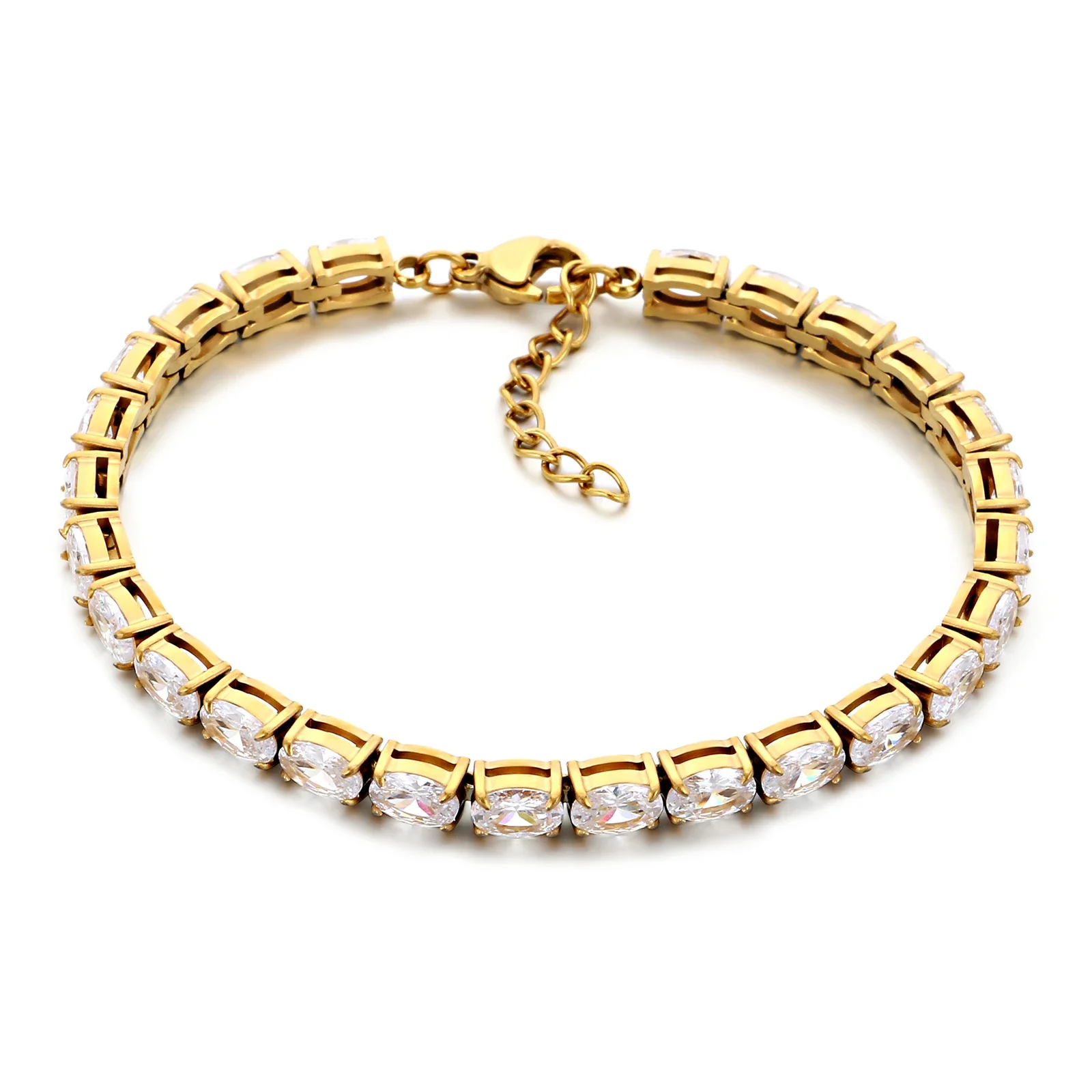 Gold Plated 18k Women's Fashion Jewelry Set with Multiple Colors Powder Zirconia - Bracelet And Necklace Combo