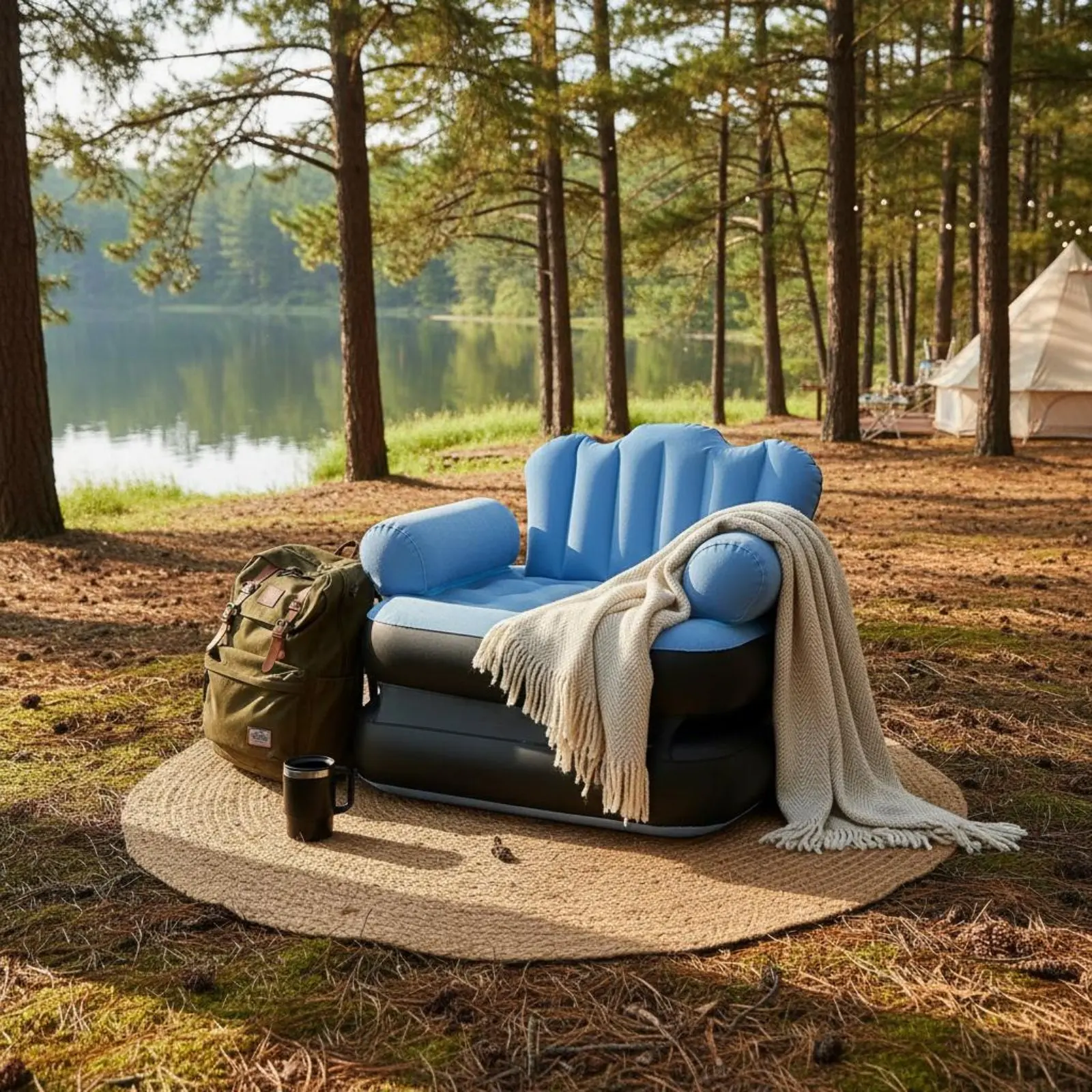 

Inflatable Sofa Bed Multi-Functional Portable Inflate Recliner Adjustable Backrest Air Lounger Comfortable for Outdoor, Travel