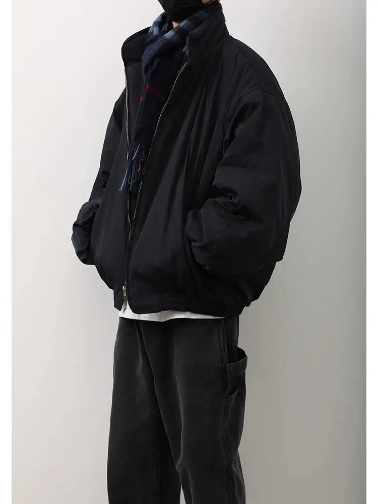 

Зимняя утепленная хлопковая куртка для мужчин, повседневная, с воротником-стойкой, рабочая одежда, теплая, из полиэстера, с длинными рукавами, на молнии