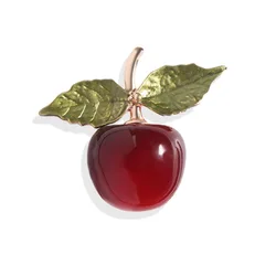New Cherry Brooches For Women Red Enamel Cherry Fruits Weddings Casual Party Daily Clothing Cardigan Pins Accesories Gifts