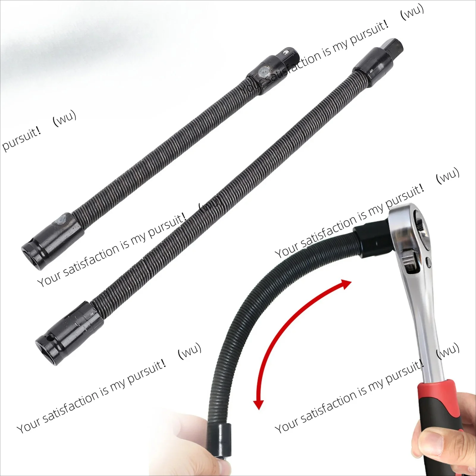 for Narrow Space 2 Pcs Flexible Socket Extension Bar 250mm 350mm 1/2 Inch Drive S2 Alloy Steel Bendable Socket Extender