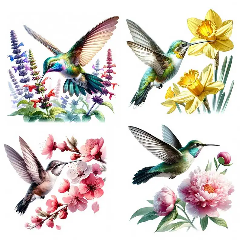 

Hummingbird and Flower Wall Sticker Bathroom Toilet Decor Living Room Cabinet Refrigerator Home Decoration Decals Stickers M1324