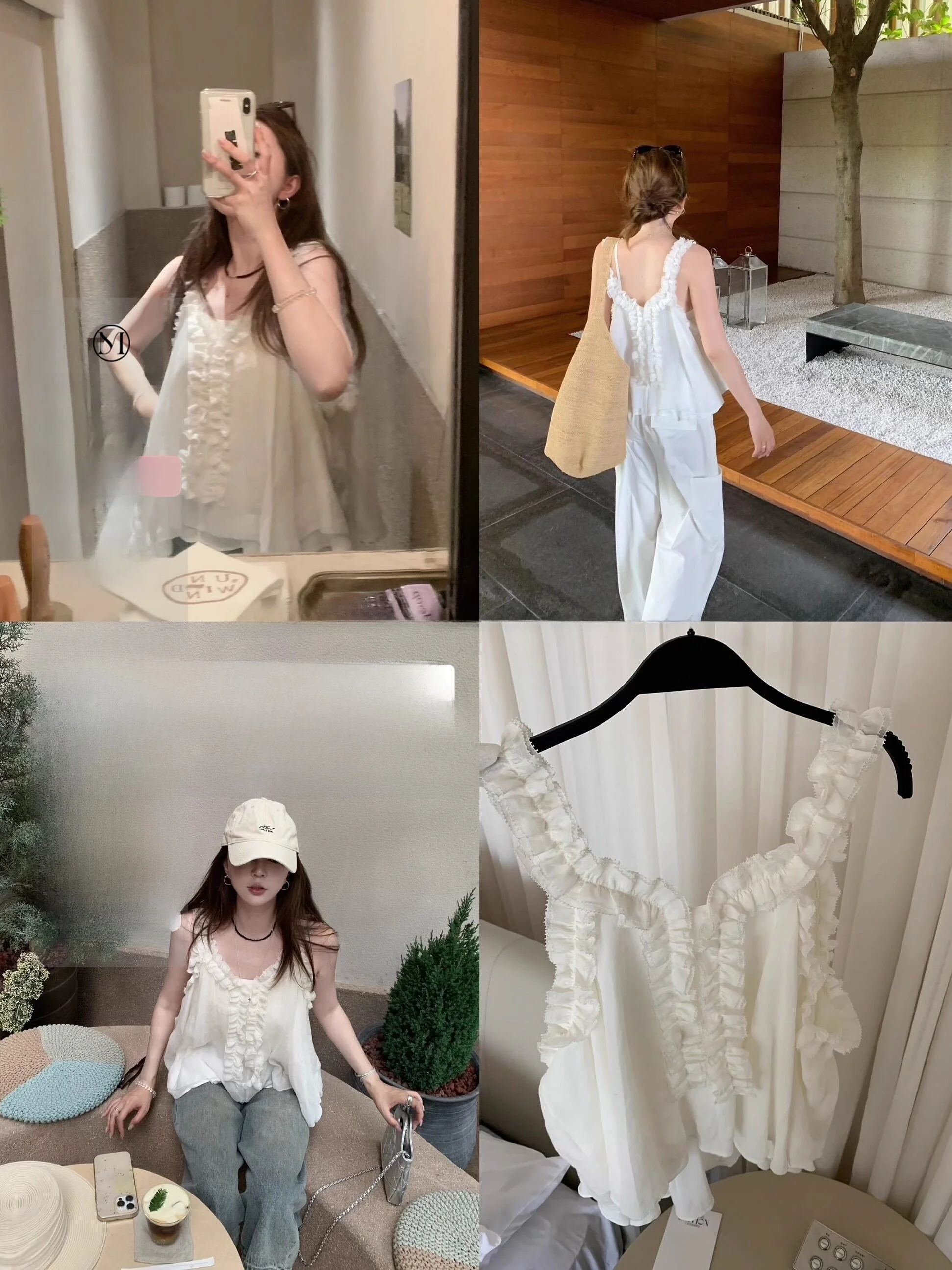 

YUYEE Vaion Sle Transparent Full Silk Beautiful Strap Top Women's Loose Fit V-Ne Single Piece Summer Outerwear