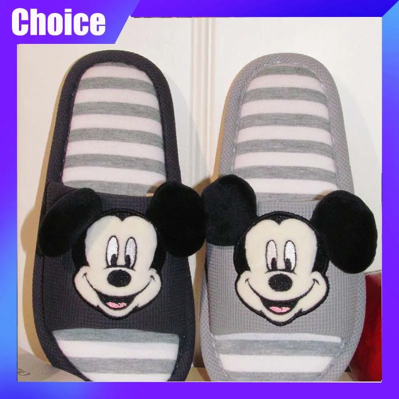 

Тапочки с Микки Маусом, милые мужские и женские хлопковые тапочки с героями мультфильмов Диснея, повседневная модная удобная домашняя обувь для девочек и мальчиков, подарок