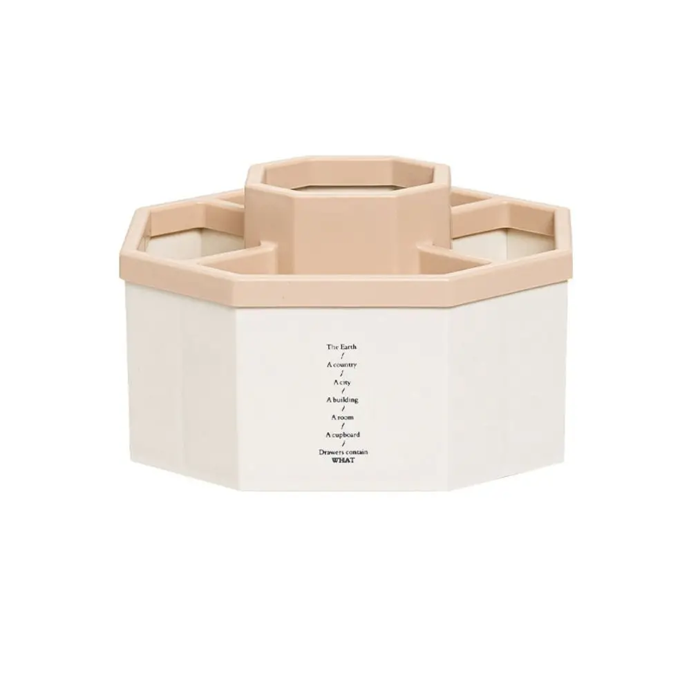 Stationery Organizer 360° Rotating Pen Holder Storage Box Dust-proof Pen Pencil Organizer 5-Grid Multifunctional