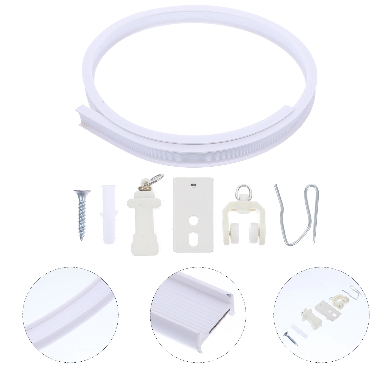 

Stainless Steel PVC Ceiling Mount Curtain Track Set Strong Load Bearing Stable Room Divider with Smooth Roller for Home Decor