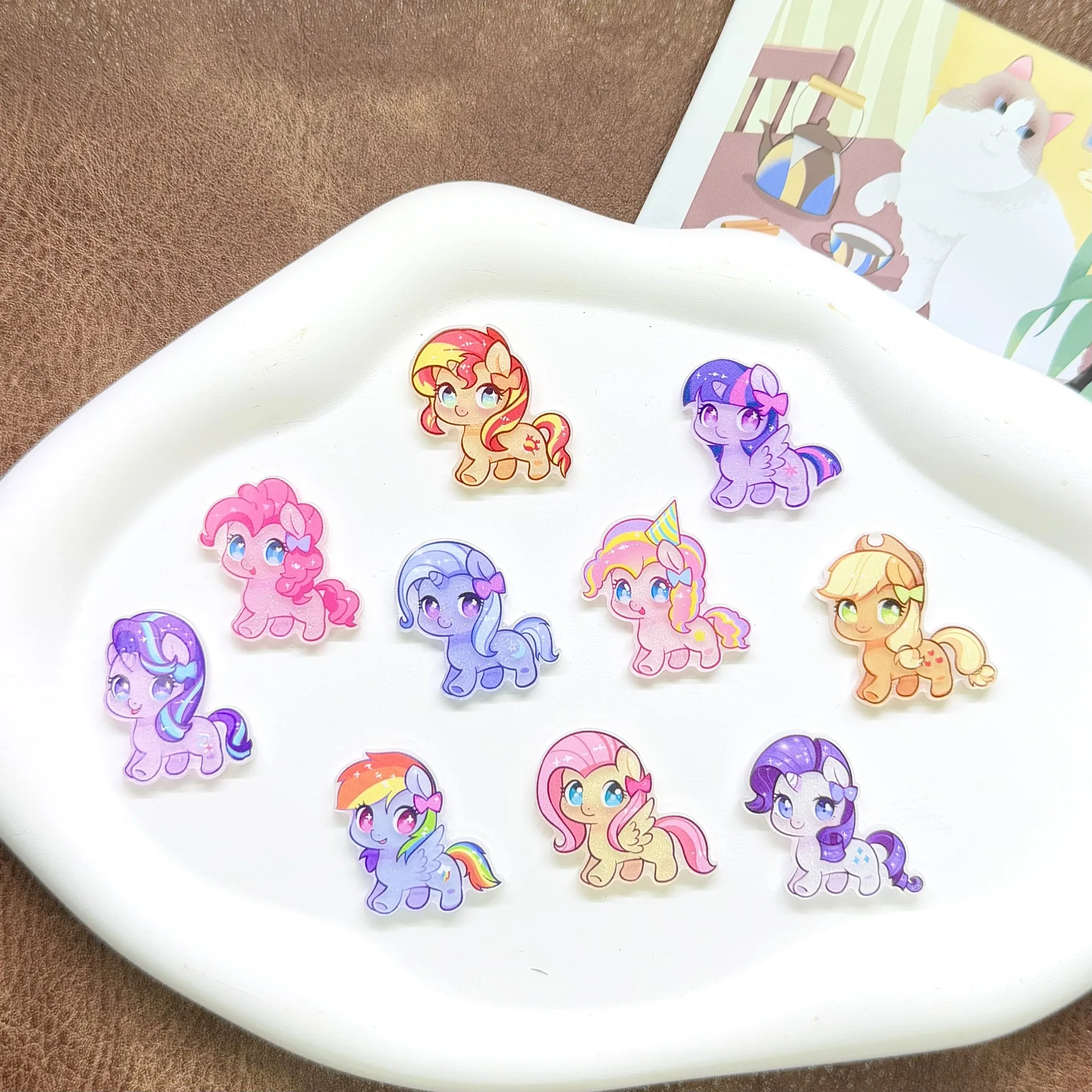 10pcs Cartoon Cute Super Q Pony Acrylic Hair Clip Side duckbill Clip Girl Headwear Small Broken Hair Hairpin
