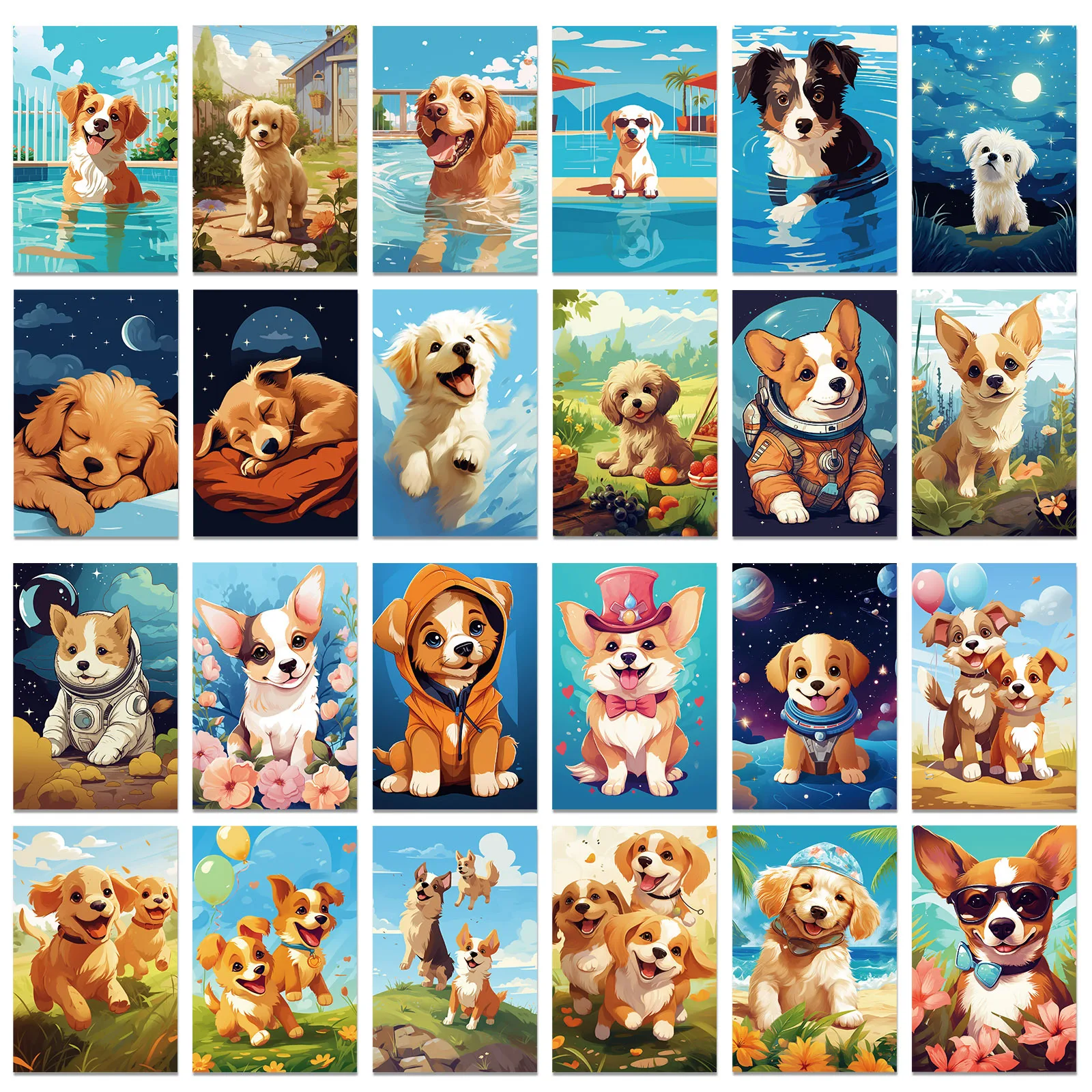 10/30/50PCS New DIY Dog Postcard Pack Sticker Cartoon Graffiti Creative Anime iPad Computer Car  Decoration Waterproof Wholesale