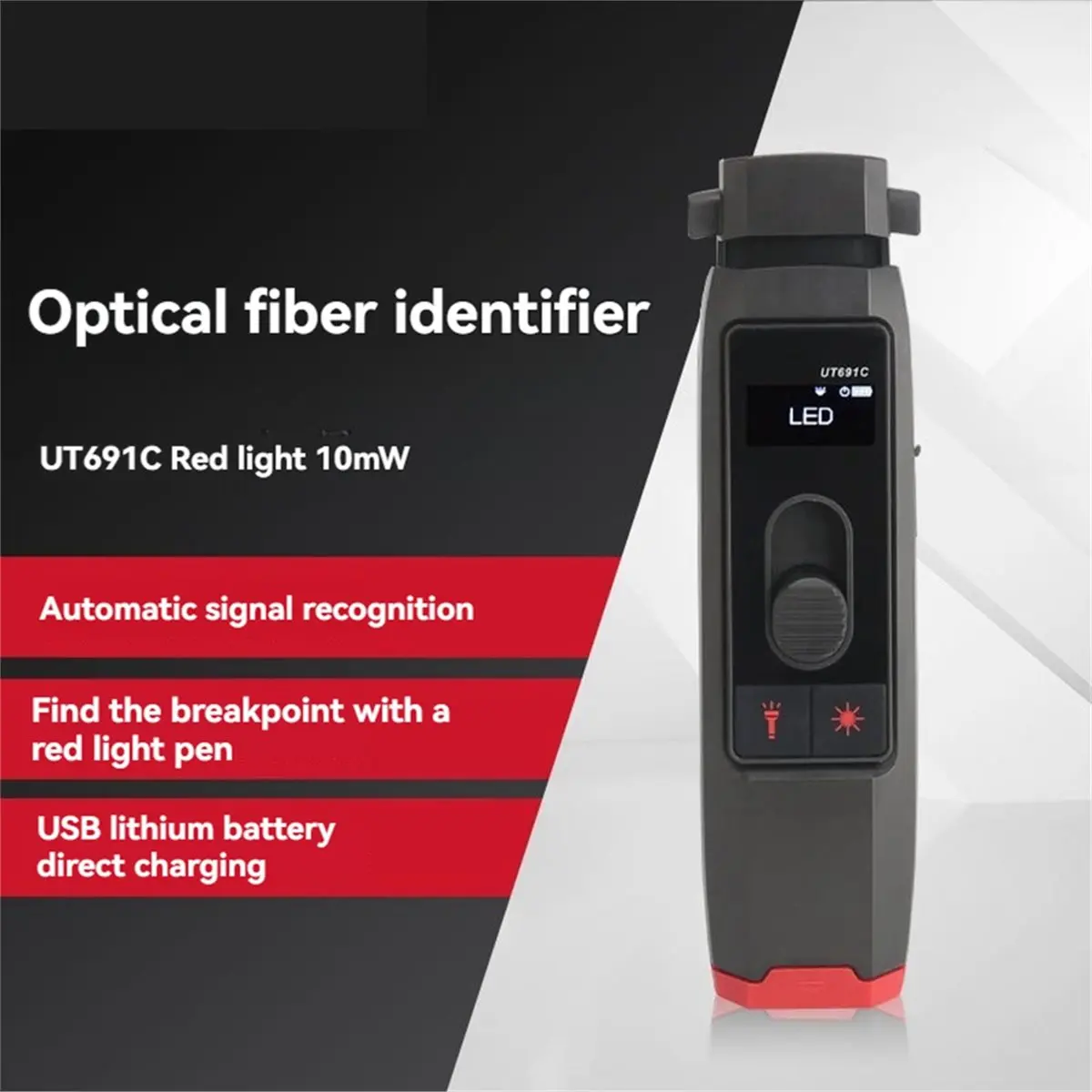 (A99Z] Optical Fiber Identifier Live Fiber Detector Automatic Recognition with Visual Fault Locator LED Light 700-1700nm SM mm
