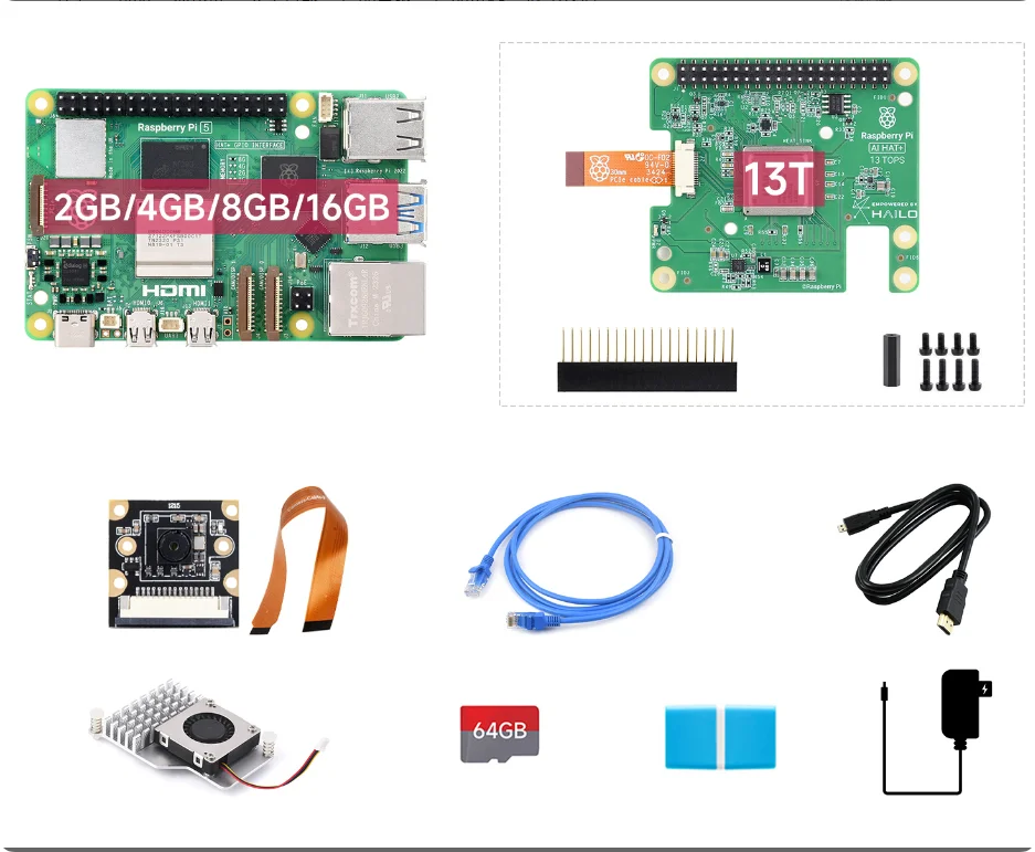 كمبيوتر Raspberry Pi 5 ذو لوحة واحدة 2.4 جيجا هرتز رباعي النواة 64 بت ARM Cortex-A76 4K HDMI شاشة مزدوجة 16 جيجابايت رام WiFi 6 BT 5.0 #5
