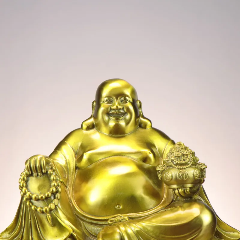 Bronze , Maitreya with a large belly, the Laughing in a treasure bowl, a decorative Buddha stat