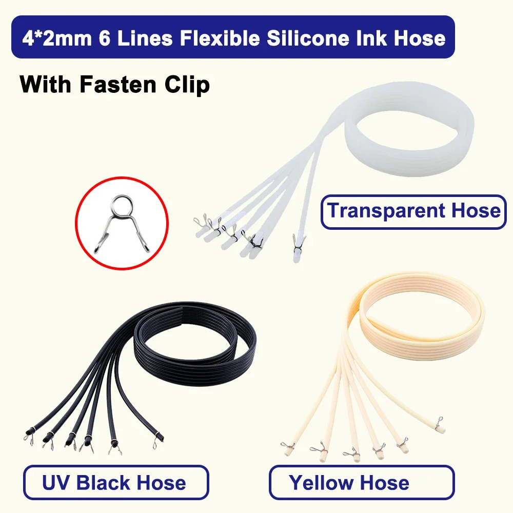 4*2mm 6 Lines Flexible Silicone Ink Hose With Fasten Clip Corrosion Resisted Material Tube Avoid Ink / Air Leak