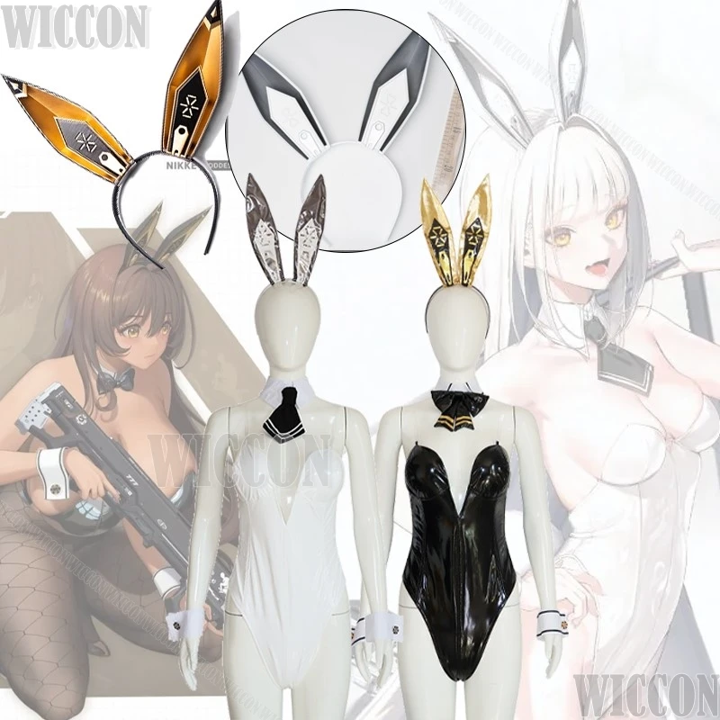 

Blanc Noir Game NIKKE The Goddess of Victory Cosplay Bunny Girl Black White Jumpsuit Rabbit Ear Headwear Girl Halloween ComicCon