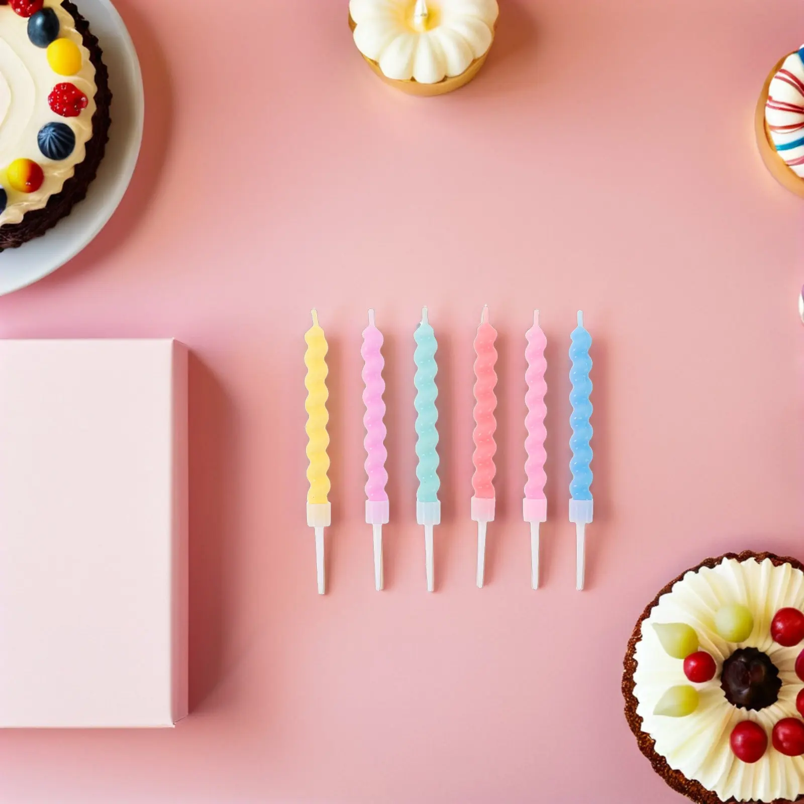 13Pcs Colorful Spiral Birthday Candles Macaron Pastel Cake Decorations Party Supplies Number Candles Minimal Smoke Pleasant
