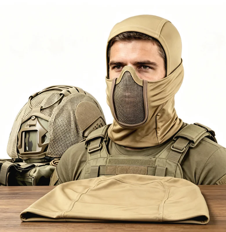 

Tactical full-face balaclava mask with breathable steel mesh, suitable for hunting and airsoft shooting, full-face protection.