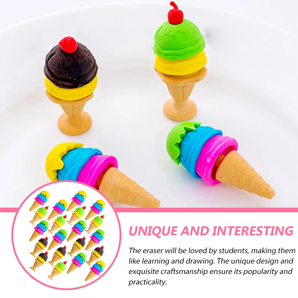 

20pcs Cream Erasers Adorable Mini School Supplies Cute Cartoon Gifts For Kids Students Accessory Students