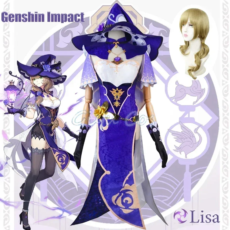 

Genshin Impact Lisa Cosplay Costume Adult Carnival Uniform Anime Halloween Costumes Women Game