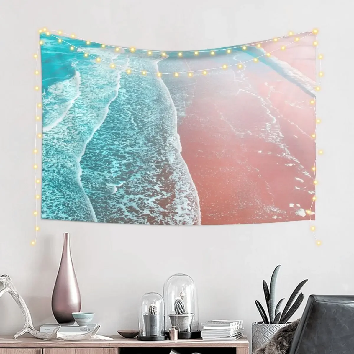 Sea Blue and Rose Gold Tapestry Wall Decor Hanging Decoration Wall Room Decorations Tapestry