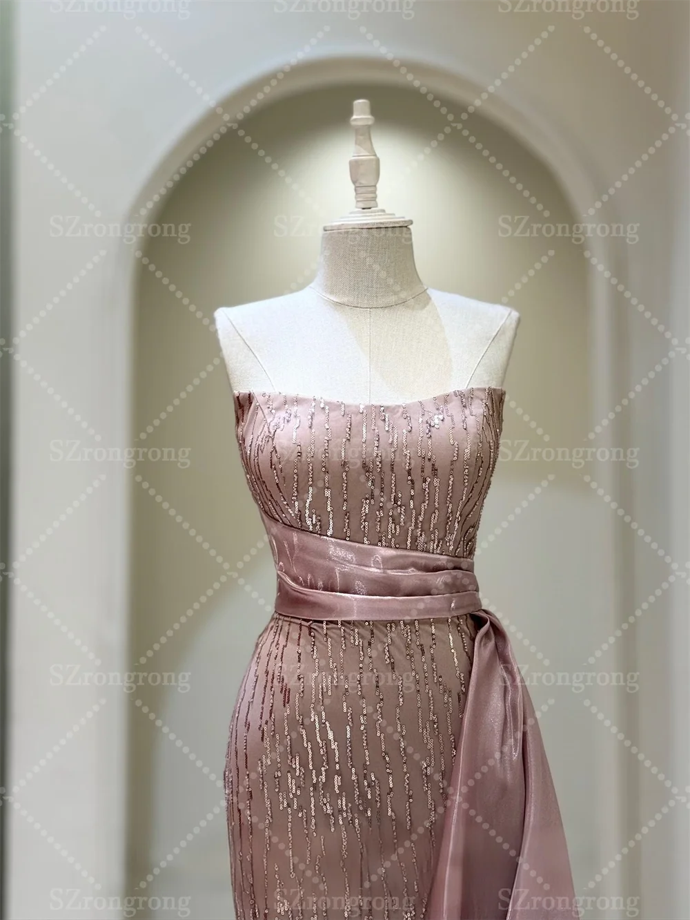 Robe de soirée de mariée Sexy, col bateau, paillettes, gaine scintillante, dos nu, longueur cheville, robe de bal avec Cout