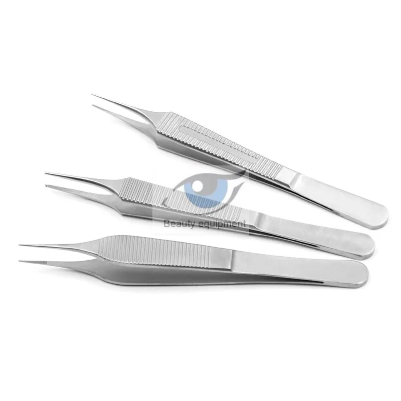 Stainless steel beauty plastic shaping fine tweezers plastic shaping tweezers seam tweezers fat tweezers tooth horizontal stripe