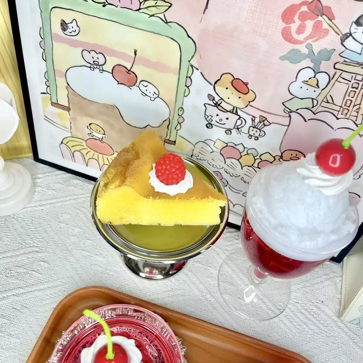 Retro Pudding Japanese Photo Props Gu Mei Doll Red Bubble Fruit Jelly Pudding Girl Dessert Cute High-value Decoration Gift 2026