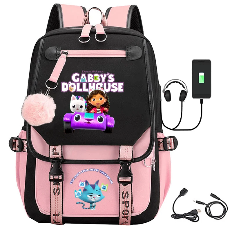 Exploding Anime Gabby's Dollhouse Backpack Teen Schoolbag Student Men's and Women's Casual Backpack