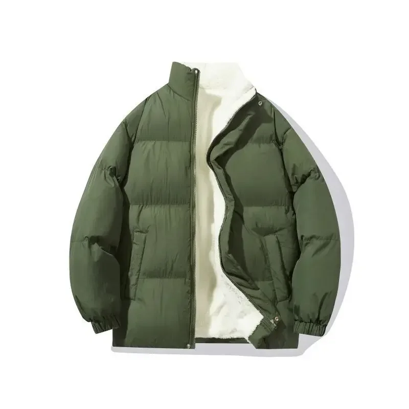

Winter Jacket Men Streetwear Fleece Parkas Coat Male Loose Bubble Jacket Warm Stand Collar Coats Unisex Puffer New Clothes