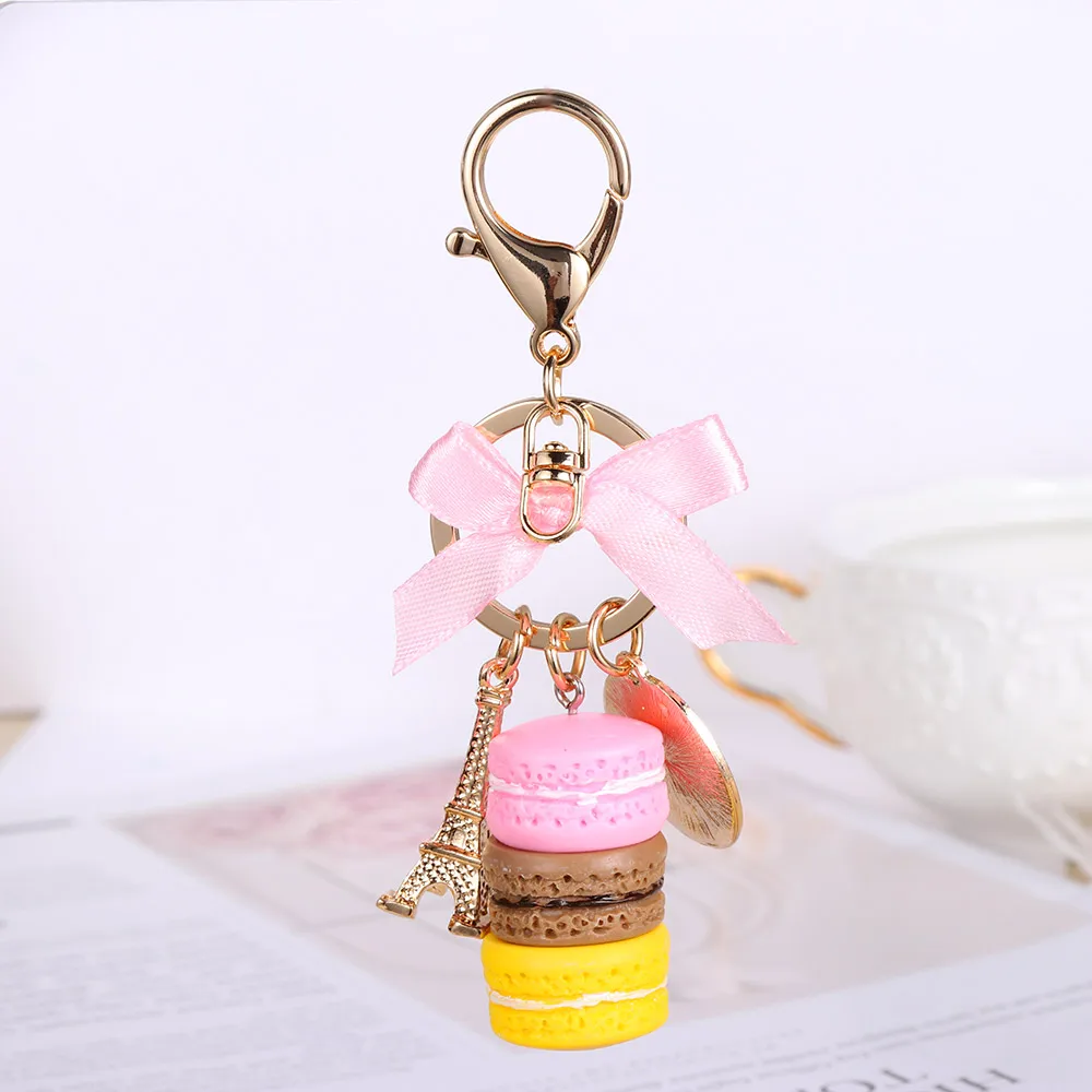 2022 Fashion Cute Macaron Cake Keychain Holder Korean Charm Handbag Car Pendant Accessories Jelewlry Gifts