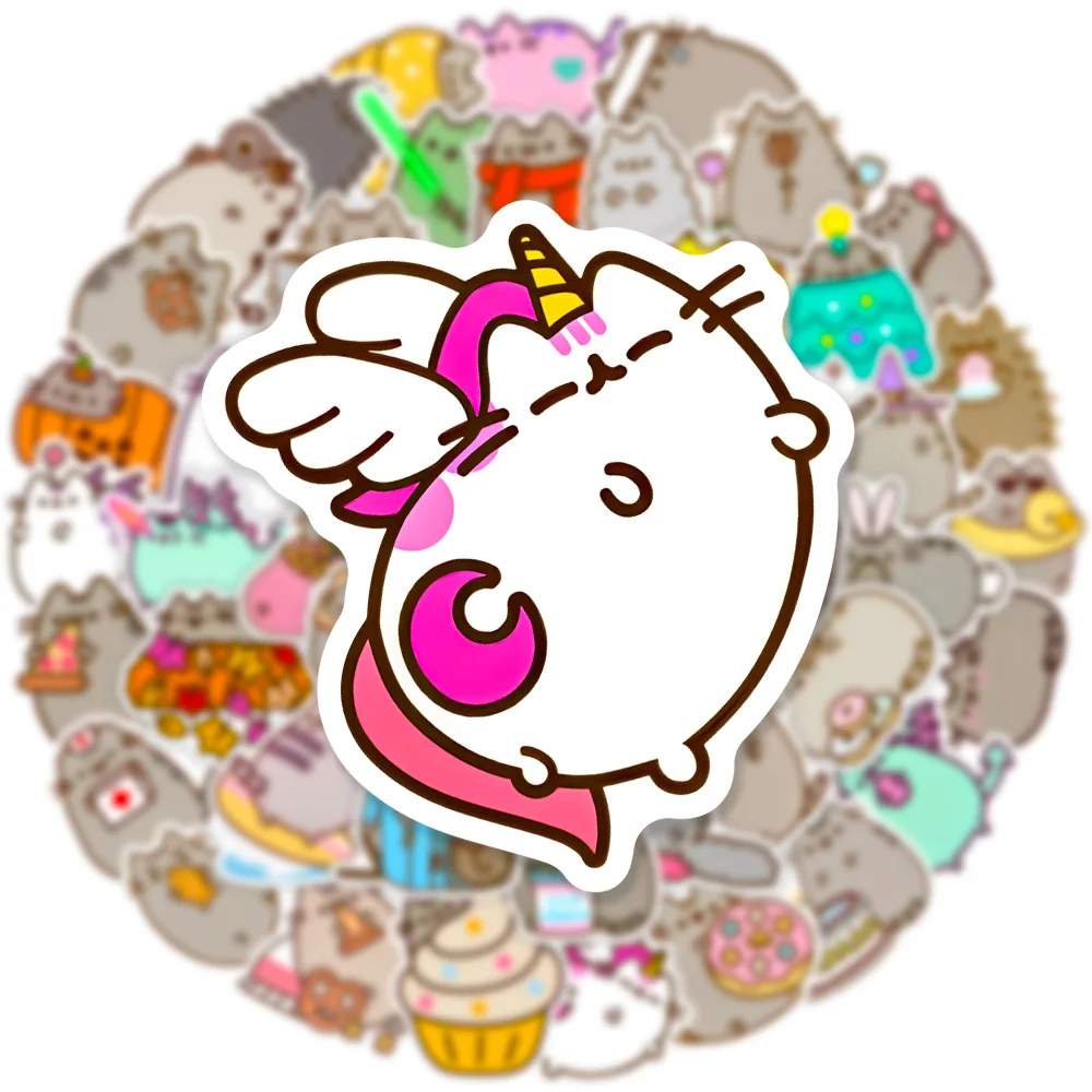 50 Stück Pusheen Anime-Aufkleber, wasserdicht, für Graffiti, Skateboard, Notizbuch, Handy, niedliche Dekorationsaufkleber, Spielzeug – Detail 5