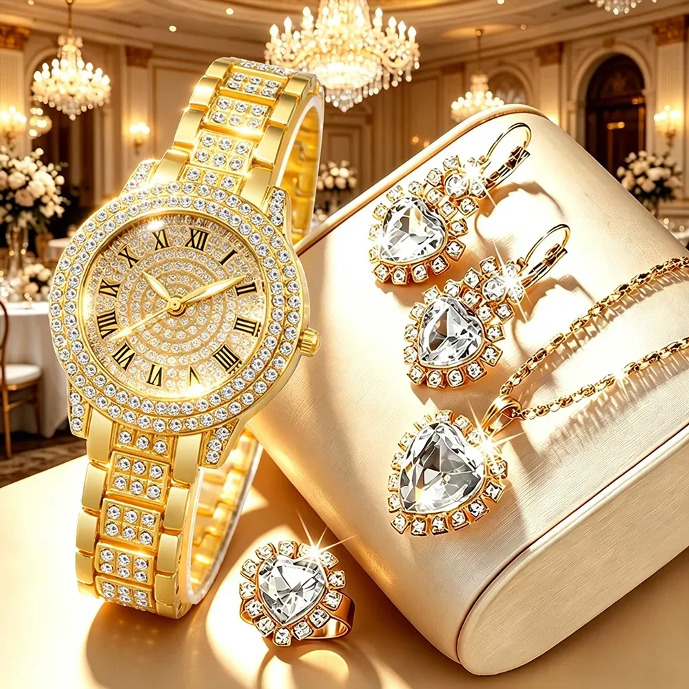 Women's Fashionable and Elegant Quartz Watches, Necklaces, Rings, Earrings, Valentine's Day, Easter, Halloween, Ramadan