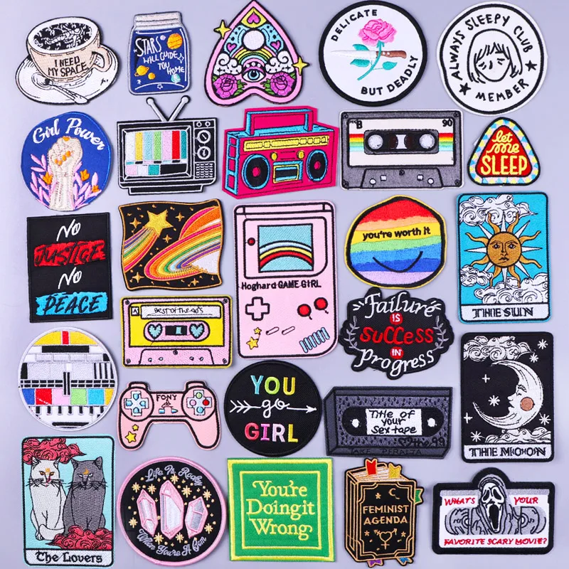 Cartoon Game Radio Patch Iron On Patches For Clothing DIY Letter Embroidery Patch On Clothes Thermoadhesive Patches Badges