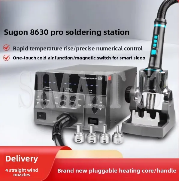 

2024 SUGON 8630Pro 1300 Вт термофена с цифровым дисплеем BGA, изогнутая насадка, сварочная станция для ремонта и распайки