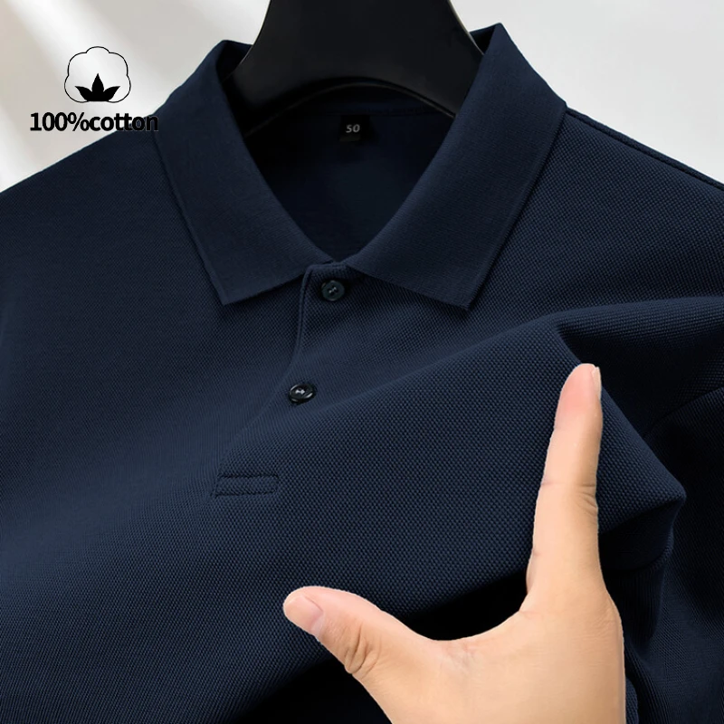 

100% Cotton Polo Shirt, Four Seasons Universal Leisure Long Sleeve, Breathable Lapels T-shirt, Perfect for Golf Sports Durable
