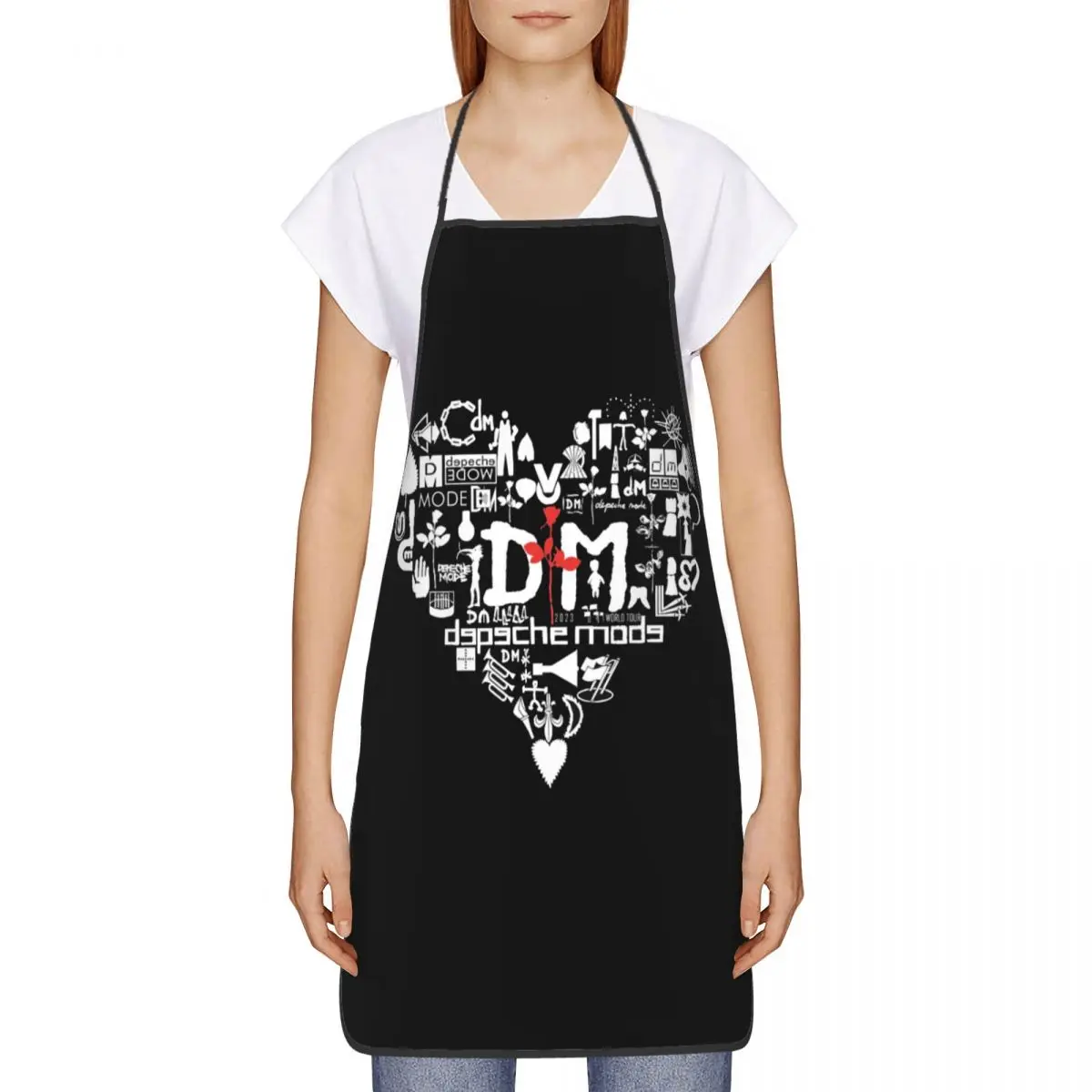 Custom Depeche Cool Mode Electronic Rock Apron for Women Men Unisex Bib Cooking Kitchen Tablier Cuisine Chef Painting