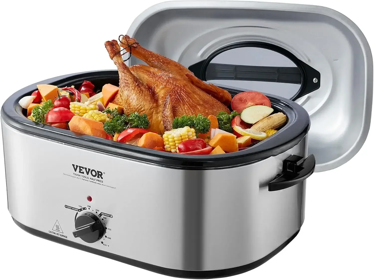 Electric Roaster Oven, 24 QT Turkey Roaster Oven with Self-Basting Lid, 1450W Roaster Oven with Defrost & Warm Function